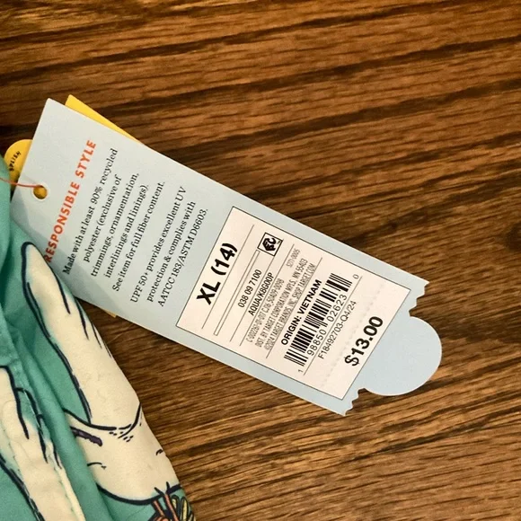 Cat & Jack Teal Swim Shorts NWT boys size 14 - Picture 3 of 9